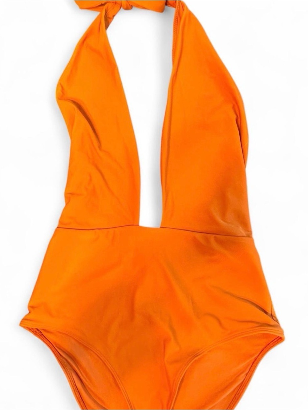 NWT aerie Tie Halter Plunge Neck Orange Size Medium One Piece Swimsuit Womens - Picture 3 of 7